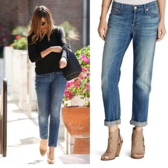 7 For All Mankind Low Rise Skinny Boyfriend Jeans, Size 25 - Picture 1 of 8